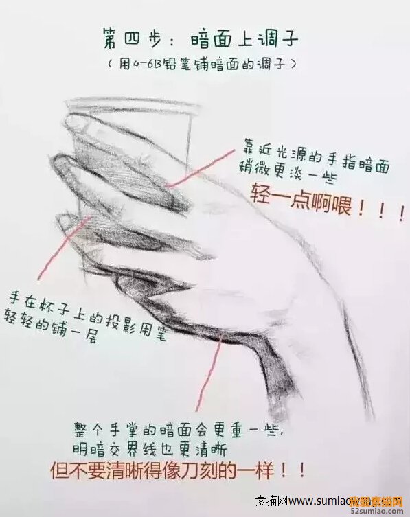 素描手的畫(huà)法-暗面